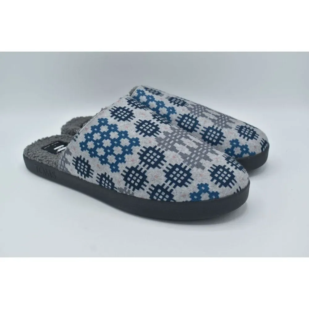 Toms Mens 10.5 Harbor Frost Grey Snowdon Repreve Two Tone Felt Slip On Slippers‎